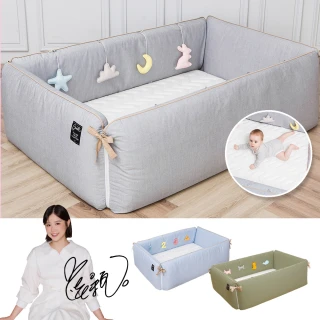 【gunite】多功能第三代落地式沙發嬰兒陪睡床0-6歲 四件組 床墊+床圍+止滑墊+床邊吊飾(多色可選)