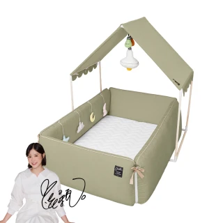 【gunite】多功能第三代落地式沙發嬰兒陪睡床0-6歲+屋頂組(瑞典綠)