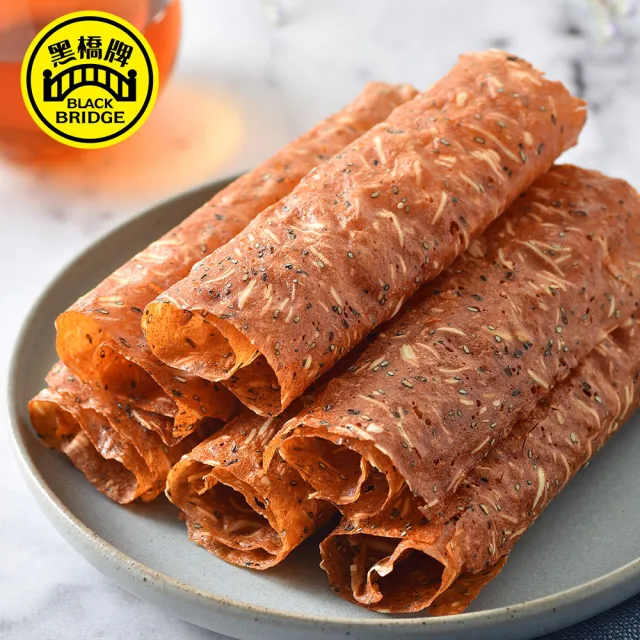 黑橋牌】芝麻杏仁脆片肉捲(70g/包;台灣豬肉/四層酥脆口感/手工捲疊
