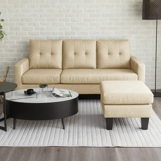 【H&D 東稻家居】科倫多耐磨貓抓布活動L型三人沙發 MOMO獨家 DIY商品(附側邊收納袋 防潑水 靠背可拆)