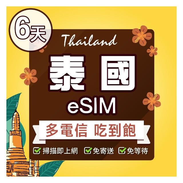 【環亞電訊】eSIM泰國 多電信 6天吃到飽(eSIM 24H自動發貨 免等待免插卡 AIS 5G網速 吃到飽 網卡 環亞電訊)
