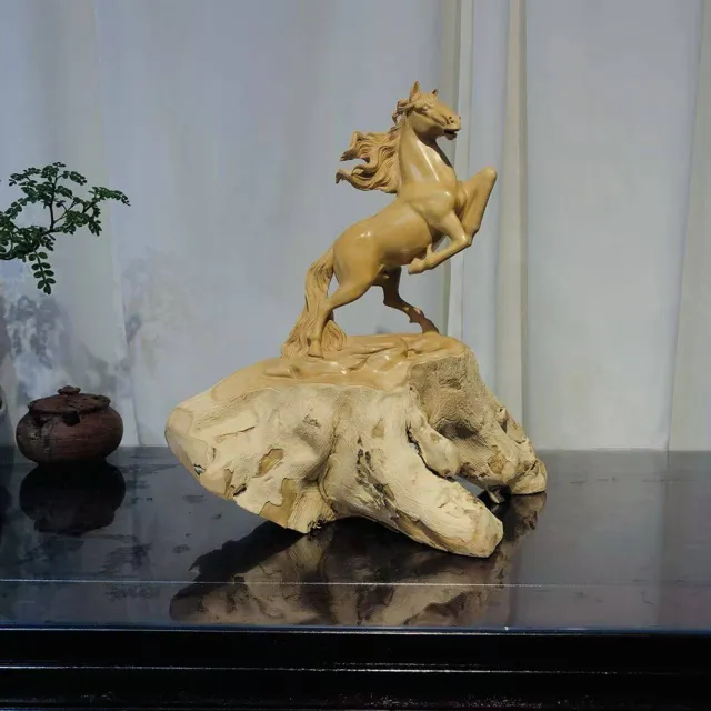 【桃花源創意工坊】小葉黃楊木 駿馬 馬到成功木雕(木雕)
