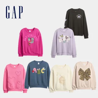【GAP】女幼童裝 Logo刺繡/印花圓領大學T-多款任選(721472&793451&822072)
