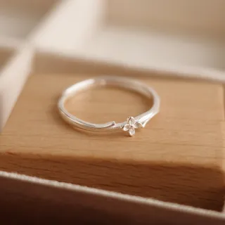 【UME.Acce】全純銀戒指小花朵戒指(999純銀戒指 小花戒指 可調戒圍戒指)