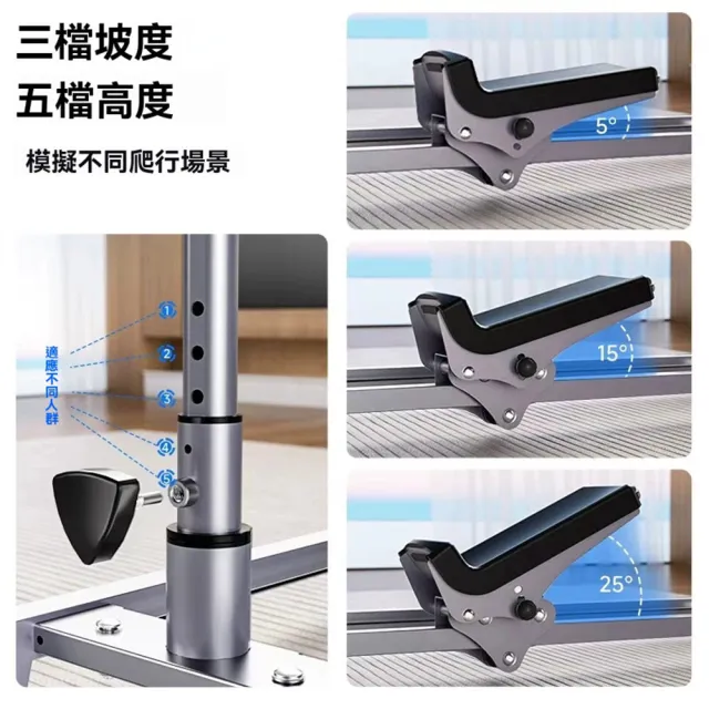 【凱勒】健身爬行機 運動攀爬機 訓練器材 運動健身(自動回彈 五檔高度 三擋坡度 計時計數 帶支架)