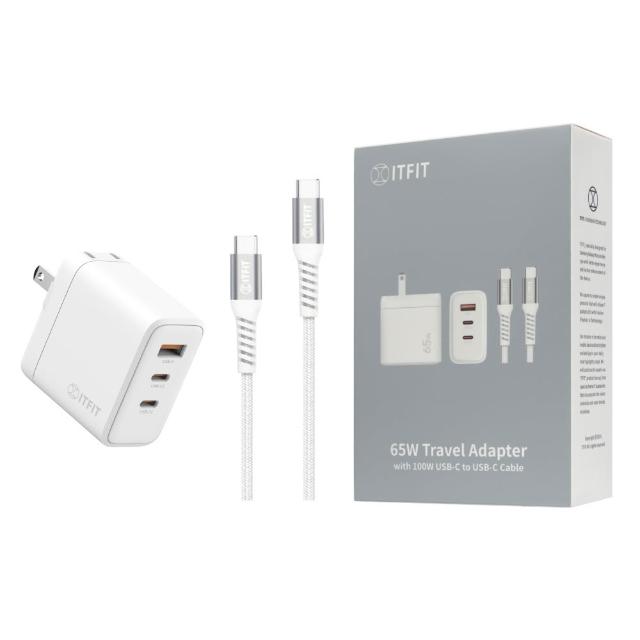 【Samsung 三星】原廠公司貨 ITFIT 65W 三孔超快充組 -白(附充電器+5A 100W Type C快充線)