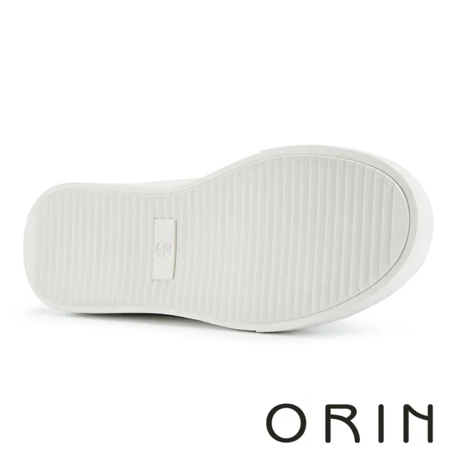 【ORIN】真皮後踩兩穿免綁帶厚底休閒鞋(白色)