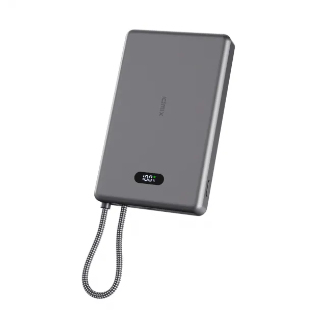 【idmix】自帶USB-C線 磁吸無線充行動電源Q10L(自帶C線超薄行充)
