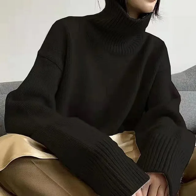 【D.studio】韓版高領毛衣針織上衣(長袖上衣衣服長袖t恤 保暖上衣冬天女裝秋冬女裝發熱衣高領內搭W607)