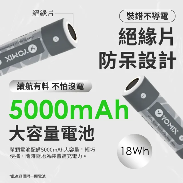 【YOMIX 優迷】5000mAh可充電式鋰離子電池(21700電池/特斯拉等級)
