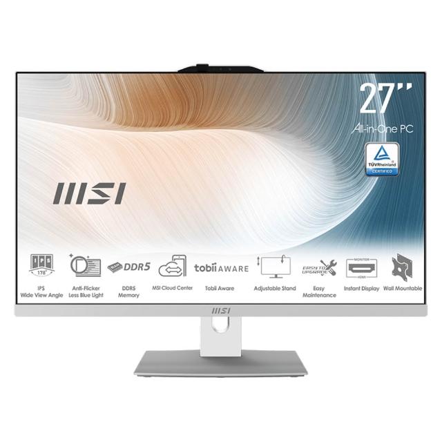 【MSI 微星】Core 3特仕液晶電腦(Modern AM272P 1M-860TW/Core 3 100U/24G/512G SSD+1T/W11/白)