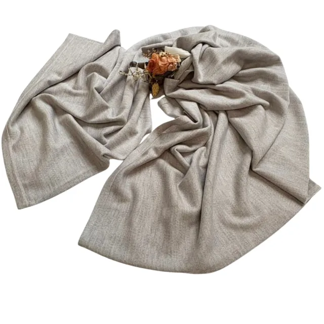 【iTa.a】交換禮物 100%美麗諾Merino羊毛針織圍巾/披肩禮盒-淺灰(天然．透氣．溫暖．防臭．環保．柔膚觸感