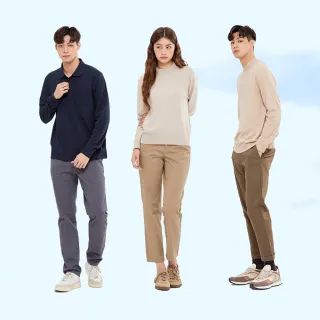 【Hang Ten】男女款-雙12限定-經典棉質鬆緊腰頭直筒長褲卡其褲工作口袋褲(多款選)