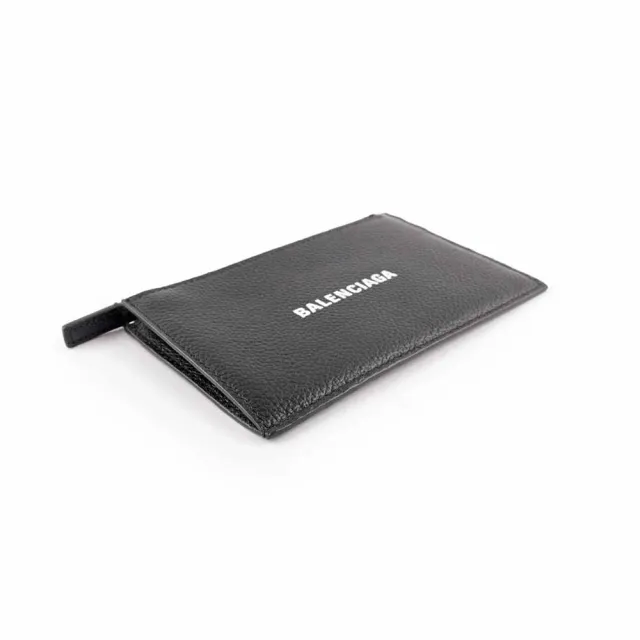 【Balenciaga 巴黎世家】經典Logo牛皮拉鍊零錢/卡夾包(黑色)