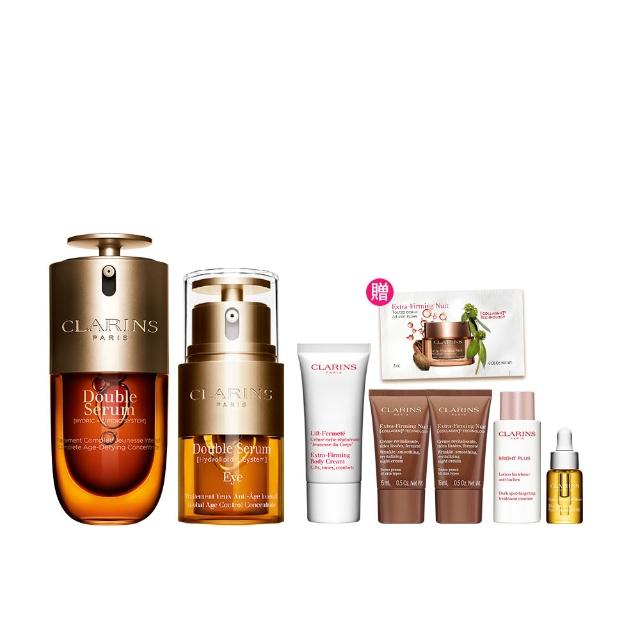 【CLARINS 克蘭詩】黃金雙萃精華30ml+黃金亮眼萃20ml(黃金家族 眼霜 精華液)