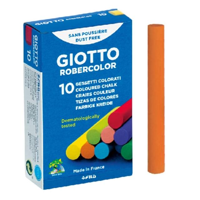 【GIOTTO】無毒環保粉筆10色(抗敏感 少灰 兒童粉筆 安全 少灰粉筆 黑板牆 戶外塗鴉 老師用)