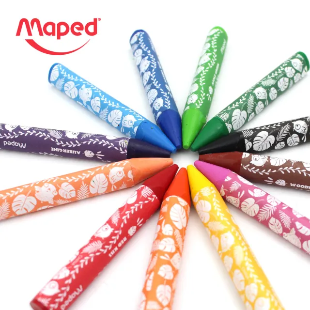 【法國Maped】輕鬆握幼兒蠟筆12色_叢林款(可洗蠟筆 小一 新生 文具 禮物 畢業)