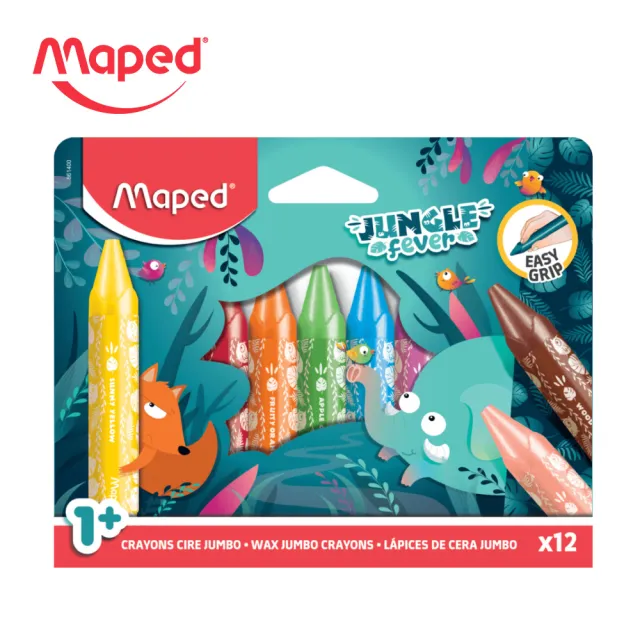 【法國Maped】輕鬆握幼兒蠟筆12色_叢林款(可洗蠟筆 小一 新生 文具 禮物 畢業)