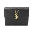 【Saint Laurent Paris】YSL V字縫線 黑色 短夾 皮夾 錢包
