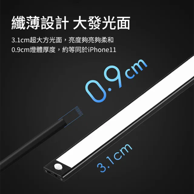 【超薄款】人體感應燈 40cm(LED燈條 廚房燈 感應燈 磁吸燈 櫥櫃燈)