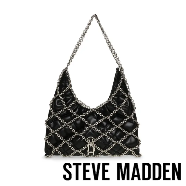 【steve madden】率性鍊帶菱格紋托特包 BFREESIA(黑色)