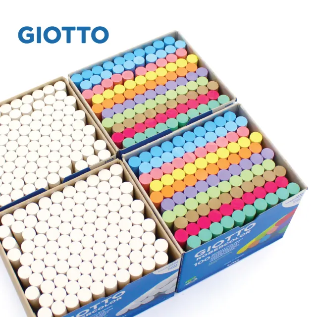 【GIOTTO】無毒環保粉筆-校園10色100入*16盒(箱出貨 少灰 抗敏 好洗 不易揚塵 少灰粉筆 戶外塗鴉)
