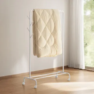 【hoi! 好好生活】懶角落移動式滾輪衣帽架-帶掛鉤60cm