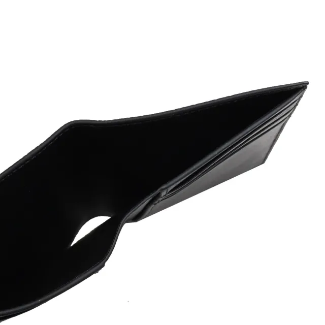 【Balenciaga 巴黎世家】簡約品牌LOGO荔枝牛皮內對折簡易6卡短夾(黑)