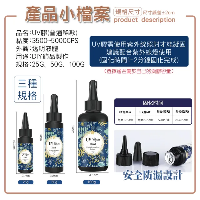 【WARM DAY LIFE】5入組 高透水晶UV膠 50g(固化膠 硬膠 UV膠水 水晶滴膠 紫外線固化)