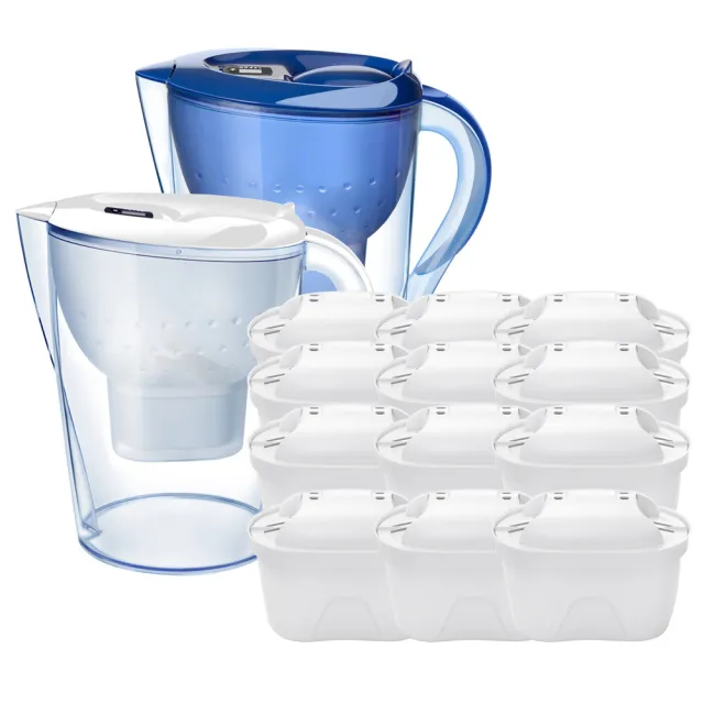 【CATIS】四重精濾濾水壺3.5L+濾芯12入（共13濾芯 適用於Brita）