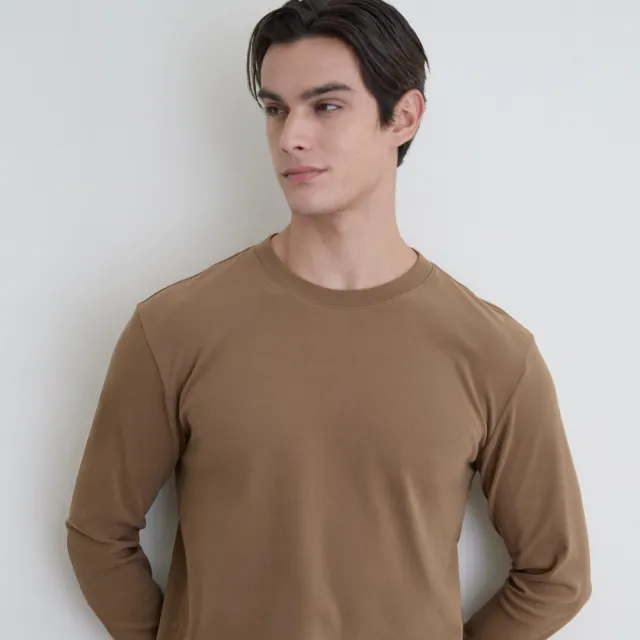 【GIORDANO 佐丹奴】男裝雙面磨毛長袖上衣 New Preppy系列(54 地球綠)
