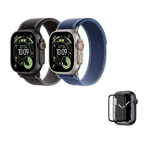 鋼化保貼組【Apple】Apple Watch Ultra 3 GPS+行動網路 49mm(鈦金屬錶殼+越野錶環)