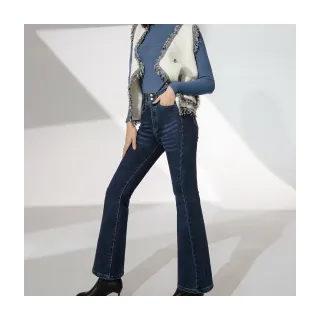 【OB 嚴選】女神褲高腰水洗纖長腿內刷毛喇叭牛仔顯瘦褲 《BA7860》