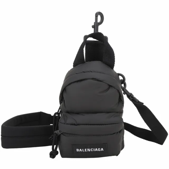 【Balenciaga 巴黎世家】Explorer 字母標籤背包造型膨尼龍手提 斜背包-黑色(斜背包)