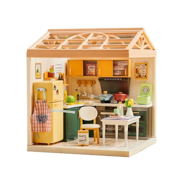 【MINI HOUSE 米洛宅】我的療癒夢想屋 微縮模型玩具-廚房主題(內含門片、屋頂、燈泡)
