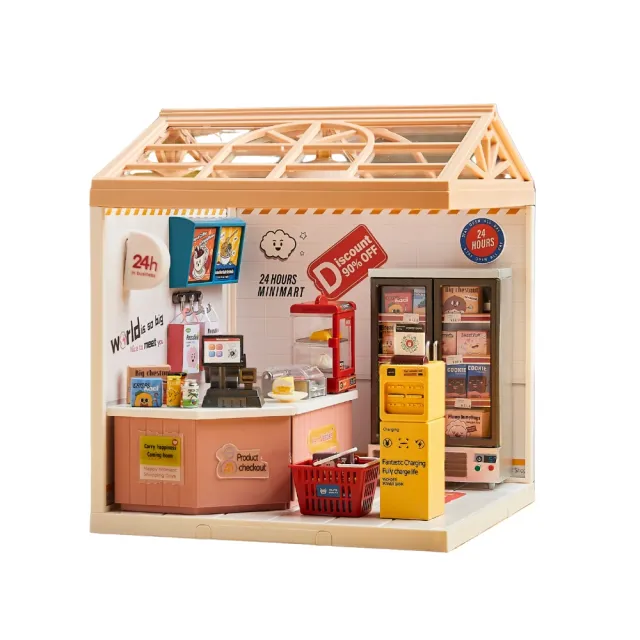 【MINI HOUSE 米洛宅】我的療癒夢想屋 微縮模型玩具-24小時營業便利商店(內含門片、屋頂、燈泡)