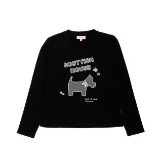 【SCOTTISH HOUSE】立體繡花磨毛長袖棉T-黑/米白 CIWB1263