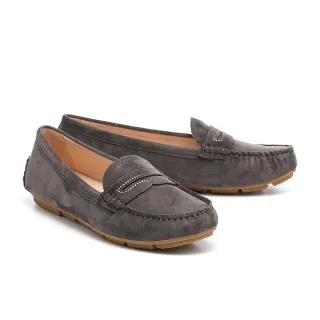 【AS 集團】沉穩時尚閃鑽羊麂皮便仕樂福平底鞋(灰)