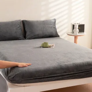 【Sleep Club】買一送一 蓄熱保暖幕斯天鵝絨床包枕套組 單人/雙人/加大任選(7色任選 床包 床罩 床單 床套)