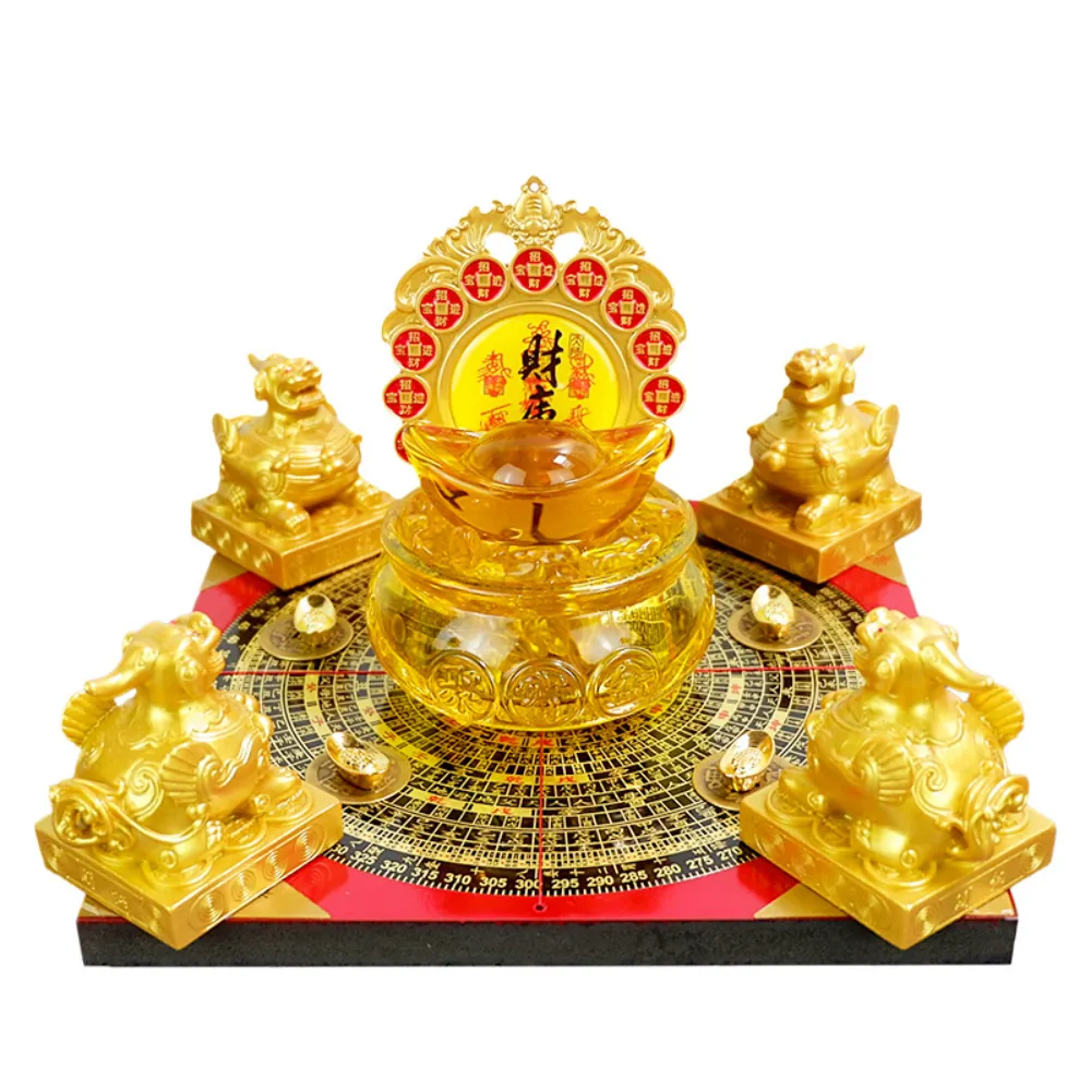 新川】八方納財聚財陣金蟾貔貅雙羅盤聚寶盆招財擺件家用辦公室財庫元寶