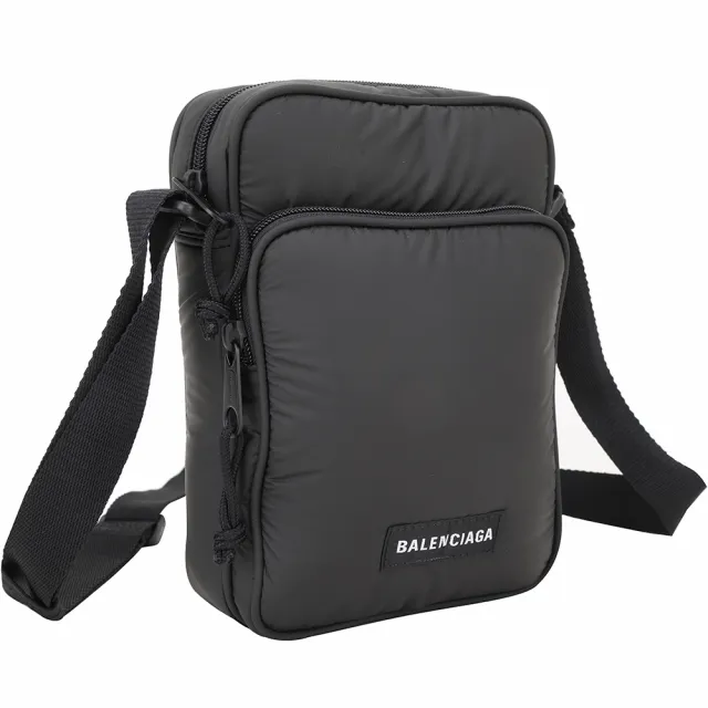 【Balenciaga 巴黎世家】Explorer 字母標籤尼龍肩背郵差包-黑色(斜背包 郵差包)