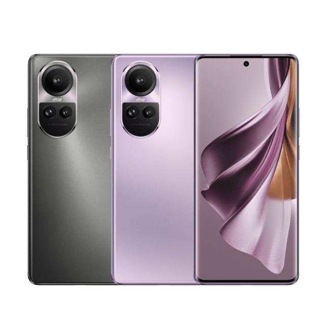 OPPO Reno 10 Pro OPPO Reno 10 Pro 採用 Snapdragon 778G 八核心處理器,時脈最高 2.4GHz,提供強勁效能與流暢運作。6.7 吋 FHD+ 螢幕 (2412x1080) 帶來細膩視覺體驗,支援 5G 雙卡雙待,涵蓋 n1/n3/n5 等多頻段。後置 5000 萬 + 3200 萬 + 800 萬畫素三鏡頭,前置 3200 萬自拍鏡頭,捕捉專業級影像。12GB RAM + 256GB 儲存空間,搭載 Android 13 系統,4600mAh 電池持久續航。輕薄設計,尺寸 162.3 x 74.2 x 7.89 mm,重僅 185g,顏色選項包括釉紫與銀灰,提供優異拍照與遊戲體驗的旗艦級中階機。