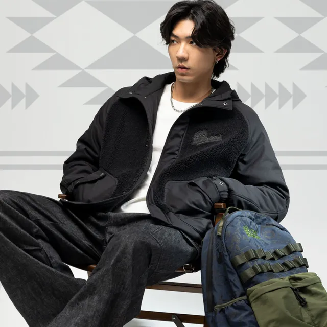 【BLUE WAY】男裝 都市遊俠羊羔絨拼接 連帽 外套-鬼洗