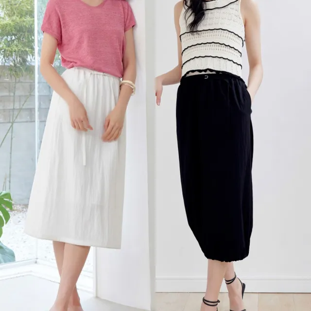 斷碼福利Laciento鬆緊腰抽繩長裙(U)