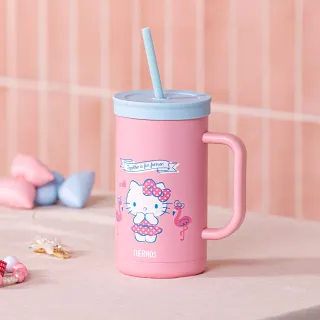 【THERMOS膳魔師】HelloKitty可進洗碗機不鏽鋼真空吸管杯720ml(TKHA-720KT-SS)
