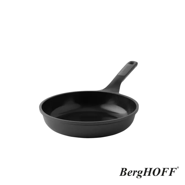 【BergHOFF 貝高福】Stone+陶瓷塗層不沾鍋單柄壓鑄平底鍋24cm(BHST-F24-BK)