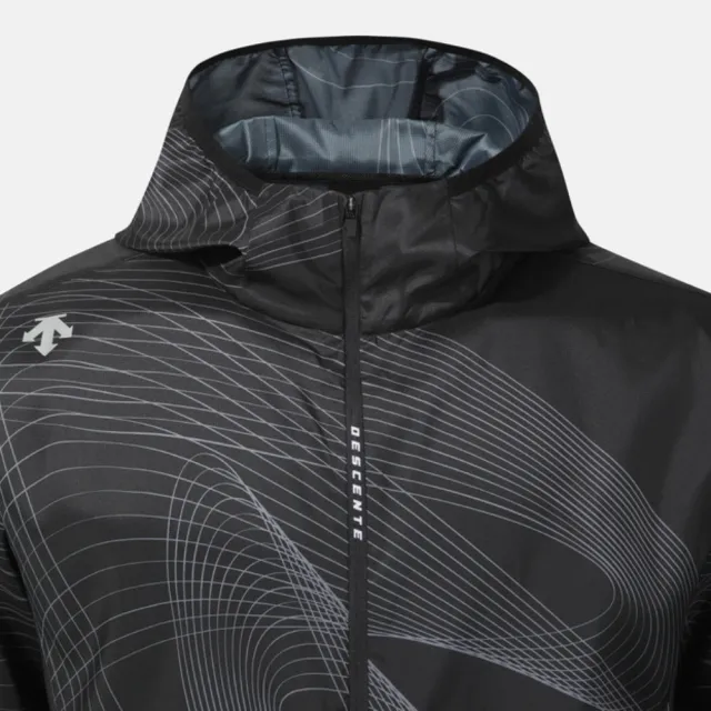 【DESCENTE】外套 男 運動連帽外套 快排 FLIGHT RUNNING JACKET 黑 SQ313RWB77-PBLK