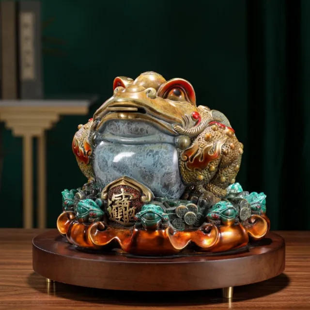 【諾必行】大銅世家八方來財 金蟾黃銅擺件15*15CM(擺飾 桌面擺飾 開運擺件 喬遷開業禮品)