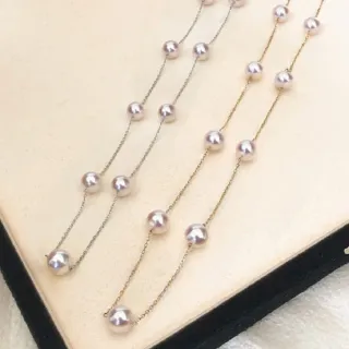 【La Corser】滿天星系列 7-7.5mm Akoya 海水珍珠 簡約風格 項鏈 18K金 輕奢小眾 強光 鎖骨鏈 氣質