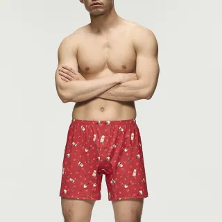 【Mr. DADADO】香醇饗樂 M-3L印花寬鬆四角男內褲 GHQ531RS(紅色)